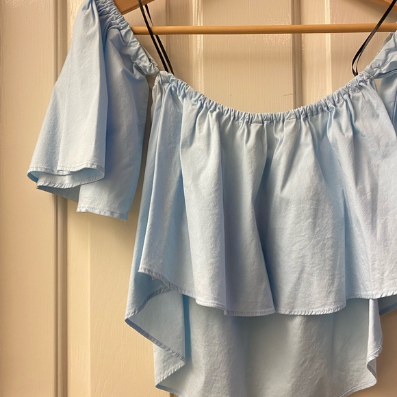 ZARA Off The Shoulder Top Baby Blue - Picture 3 of 6